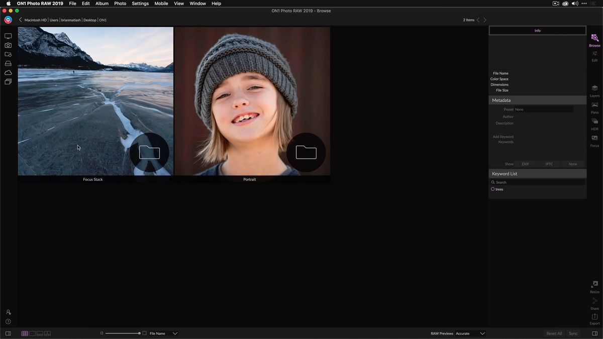 Интерфейс ON1 Photo RAW MAX