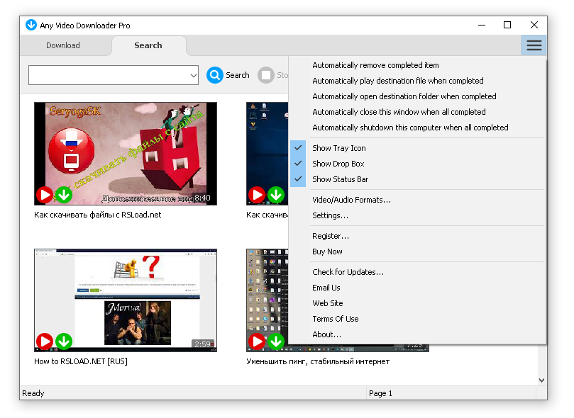 Интерфейс Any Video Downloader Pro