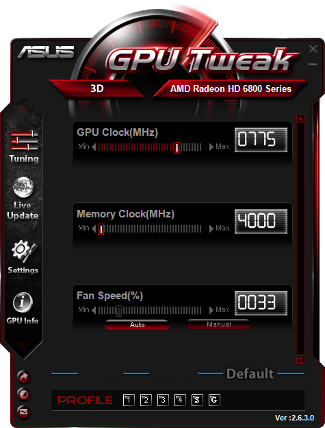 Интерфейс ASUS GPU Tweak III