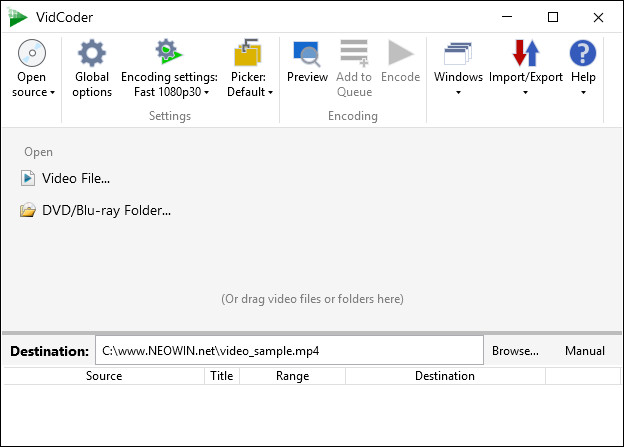 Интерфейс VidCoder