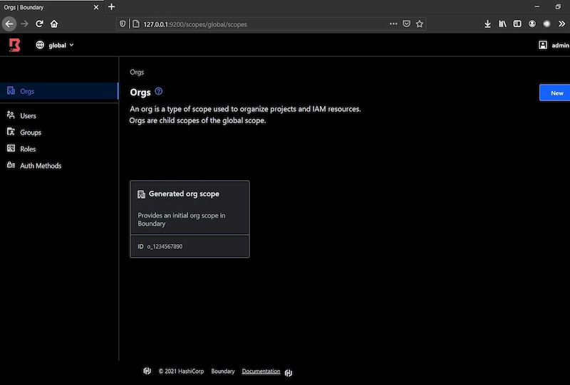 Интерфейс HashiCorp Boundary Enterprise