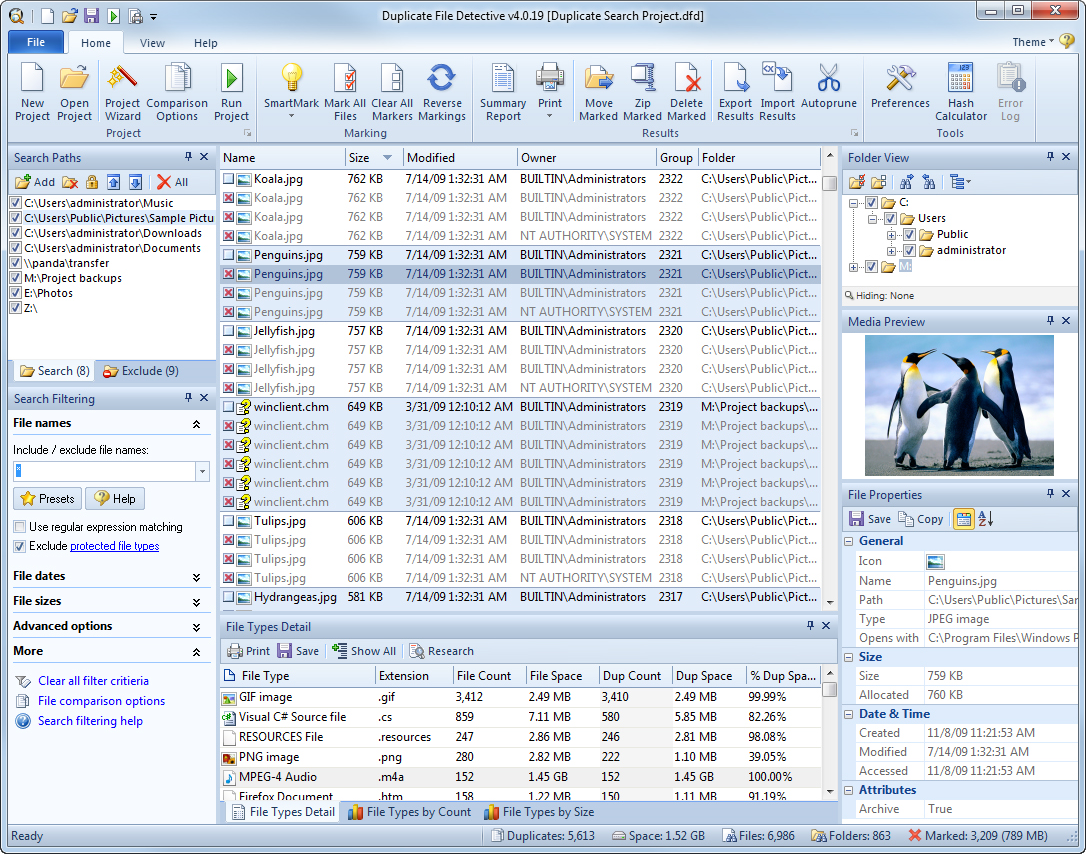Практическое применение Duplicate File Detective