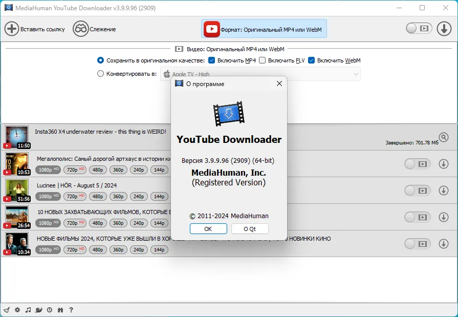 Интерфейс MediaHuman YouTube Downloader