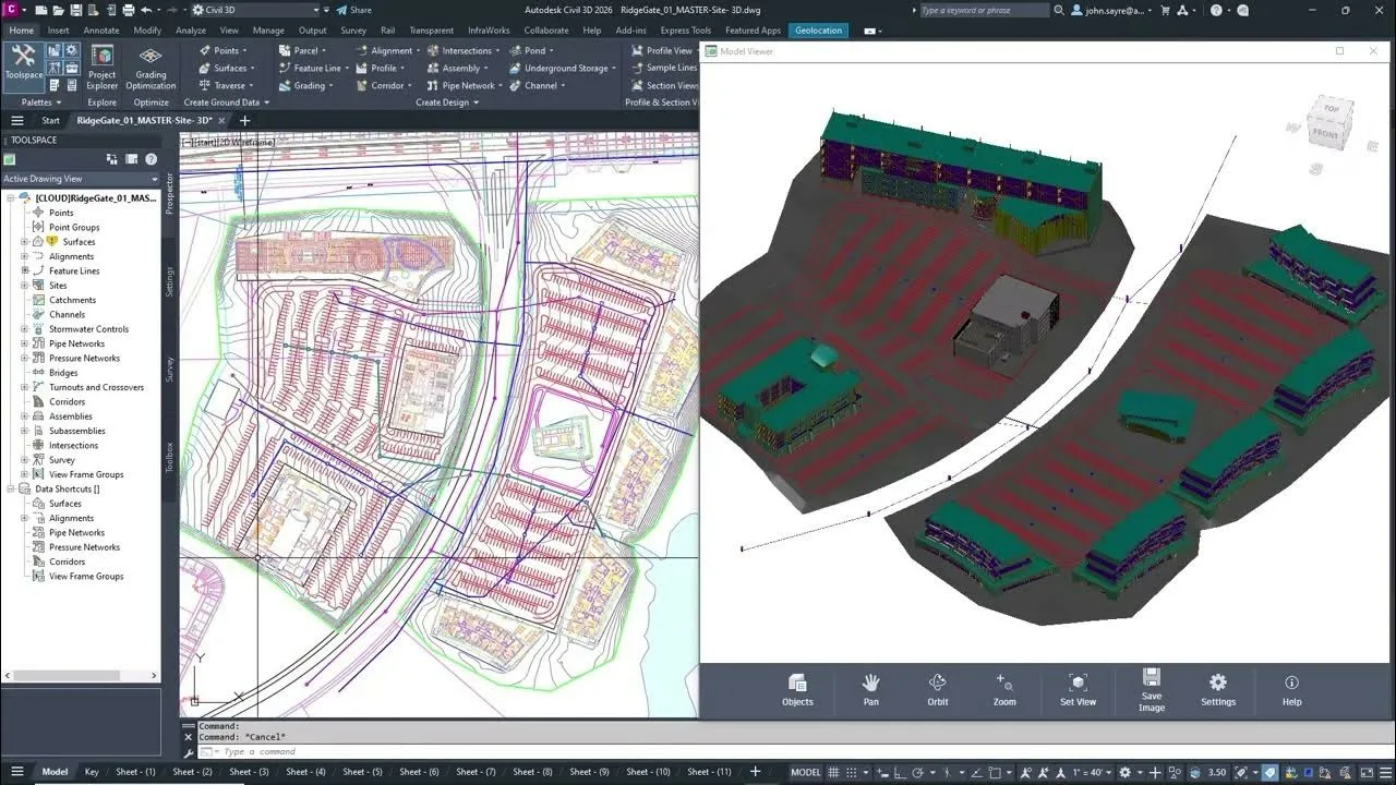 Интерфейс Autodesk AutoCAD Civil 3D