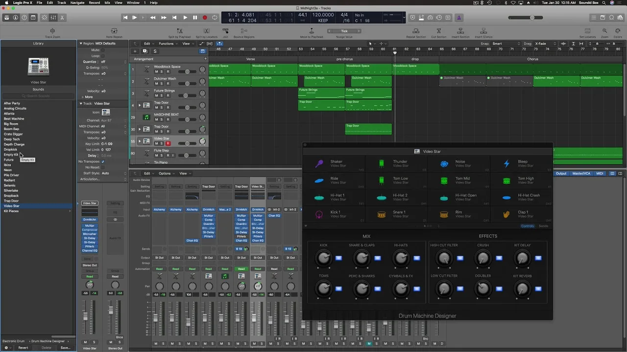 Добавление дорожек в Logic