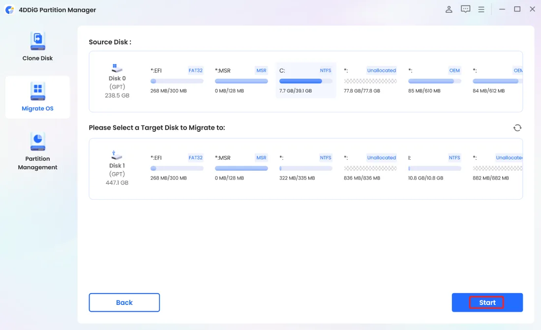 Интерфейс 4DDiG Partition Manager