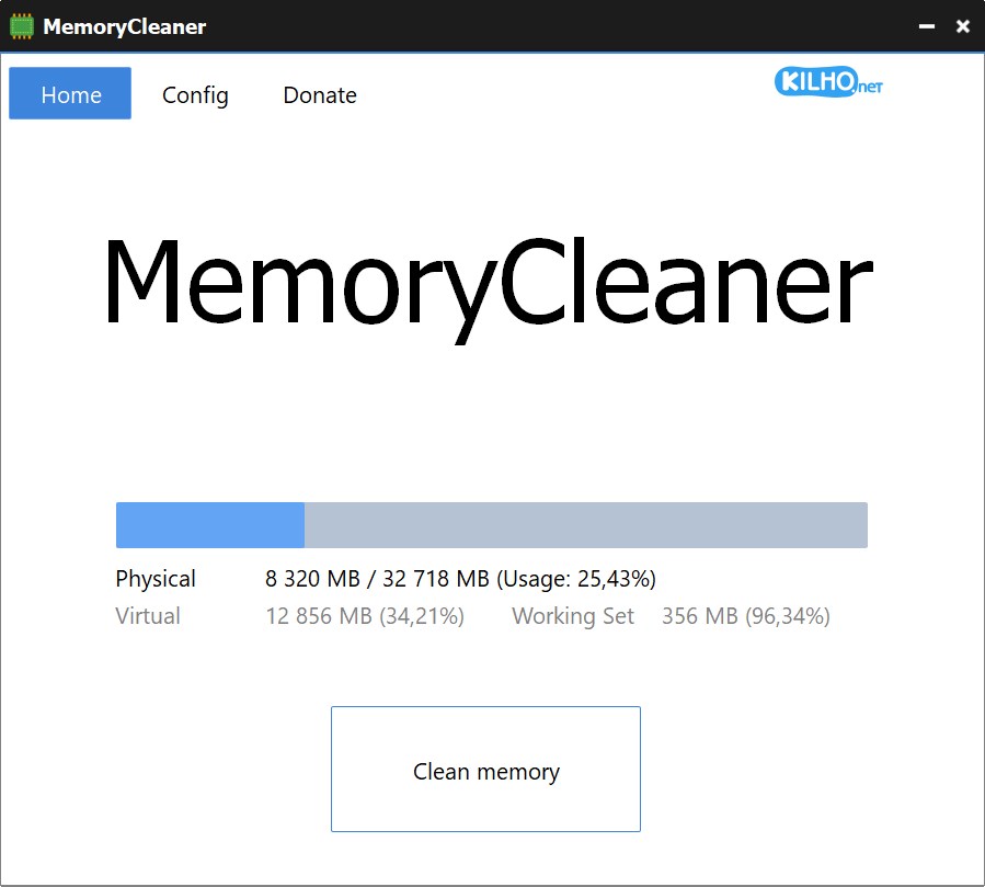 Интерфейс MemoryCleaner