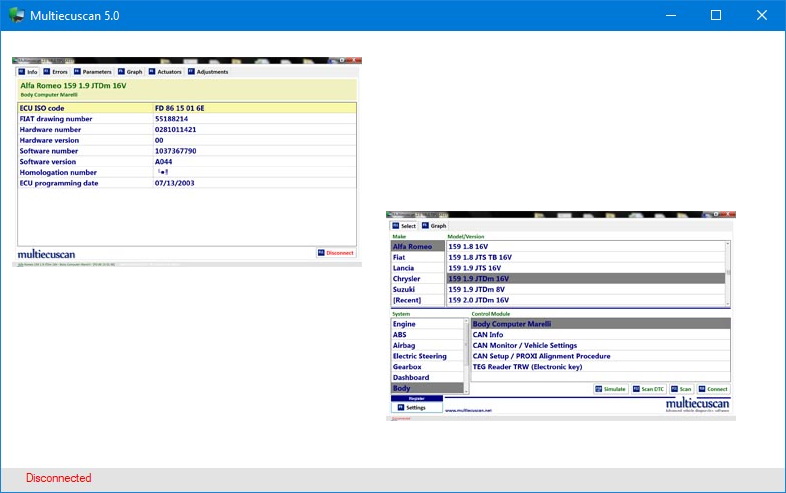 Интерфейс Multiecuscan