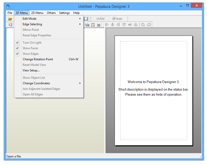 Интерфейс Pepakura Designer