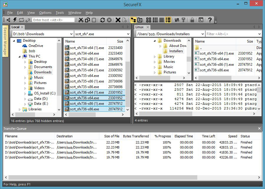 Интерфейс SecureFX