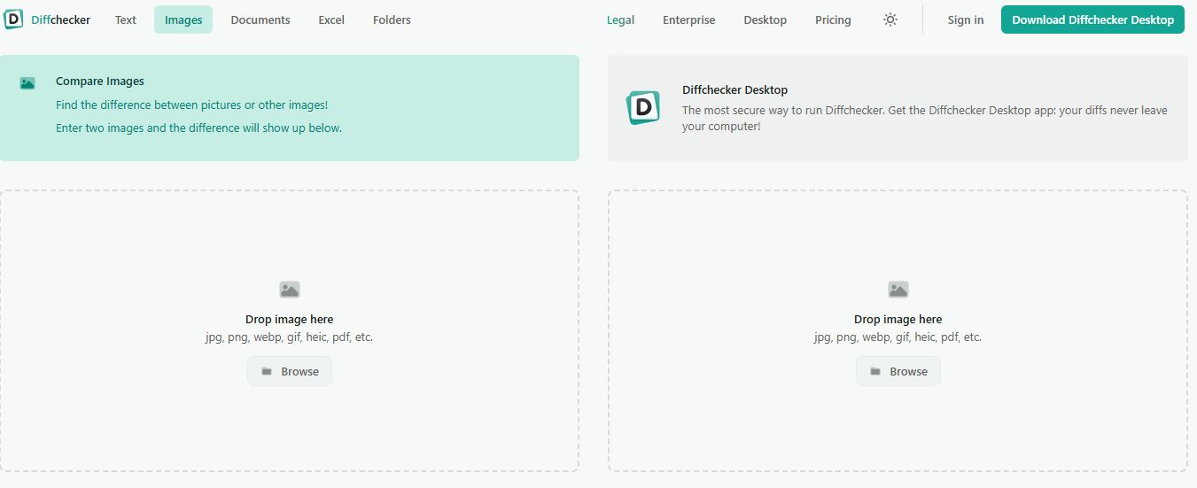 Diffchecker: сравнение изображений