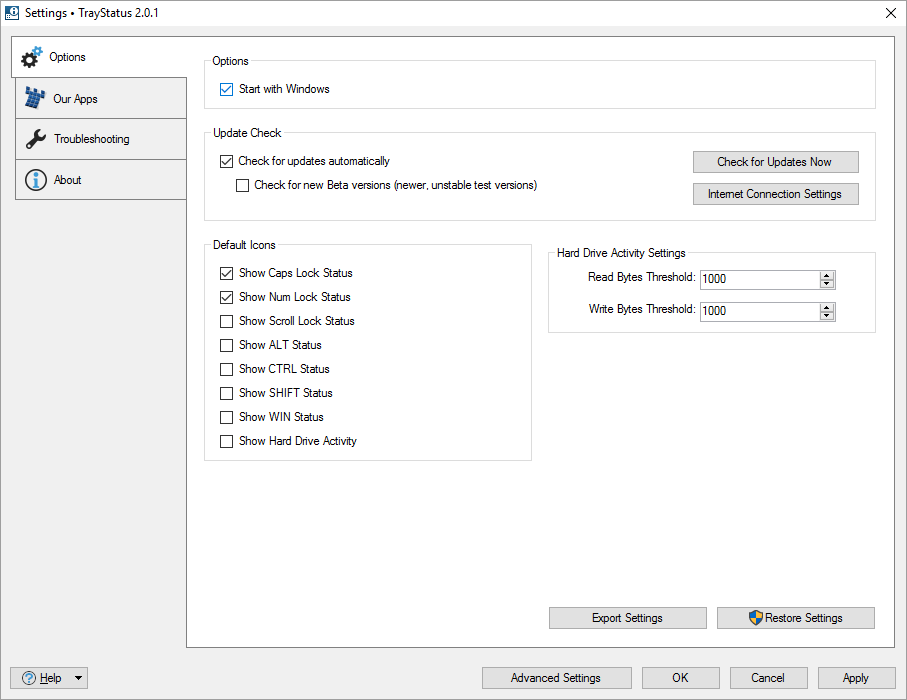 Интерфейс TrayStatus