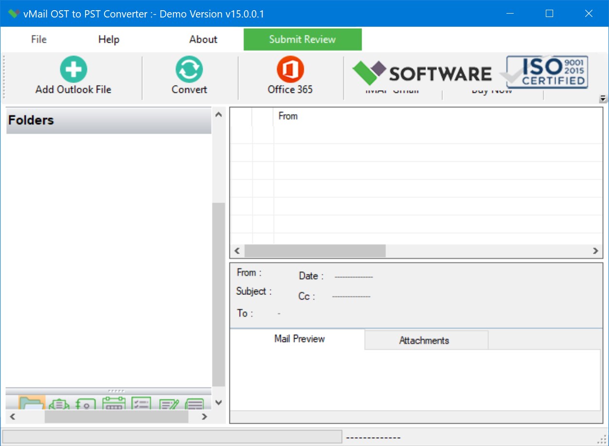 Интерфейс vMail OST to PST Converter