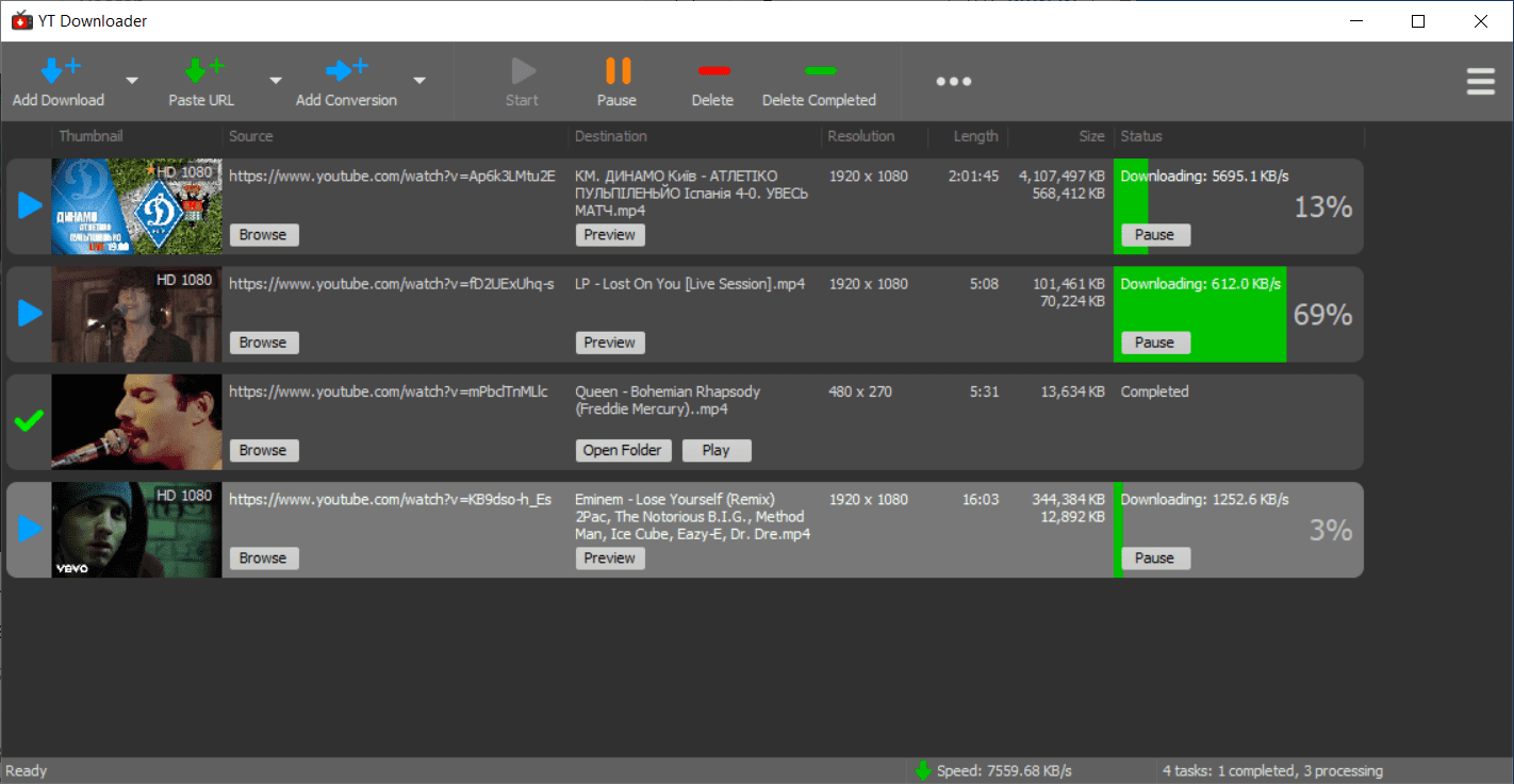 Интерфейс YT Downloader